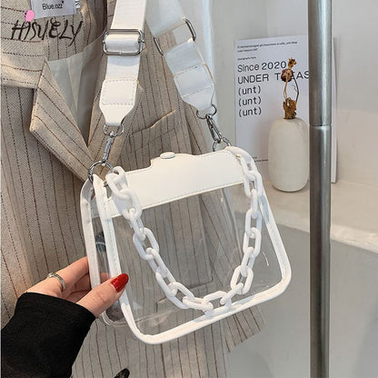 2023 Summer Women Clear Transparent Crossbody Bag Female Jelly Handbags and Purses Acrylic Chain Square Shoulder Bag Bolsos - Renee Lane Company