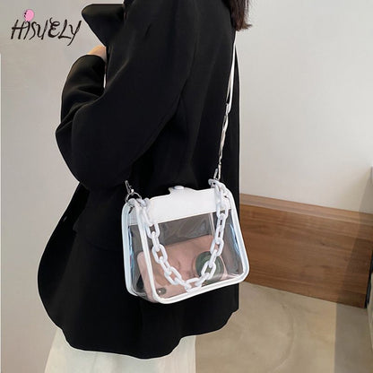 2023 Summer Women Clear Transparent Crossbody Bag Female Jelly Handbags and Purses Acrylic Chain Square Shoulder Bag Bolsos - Renee Lane Company