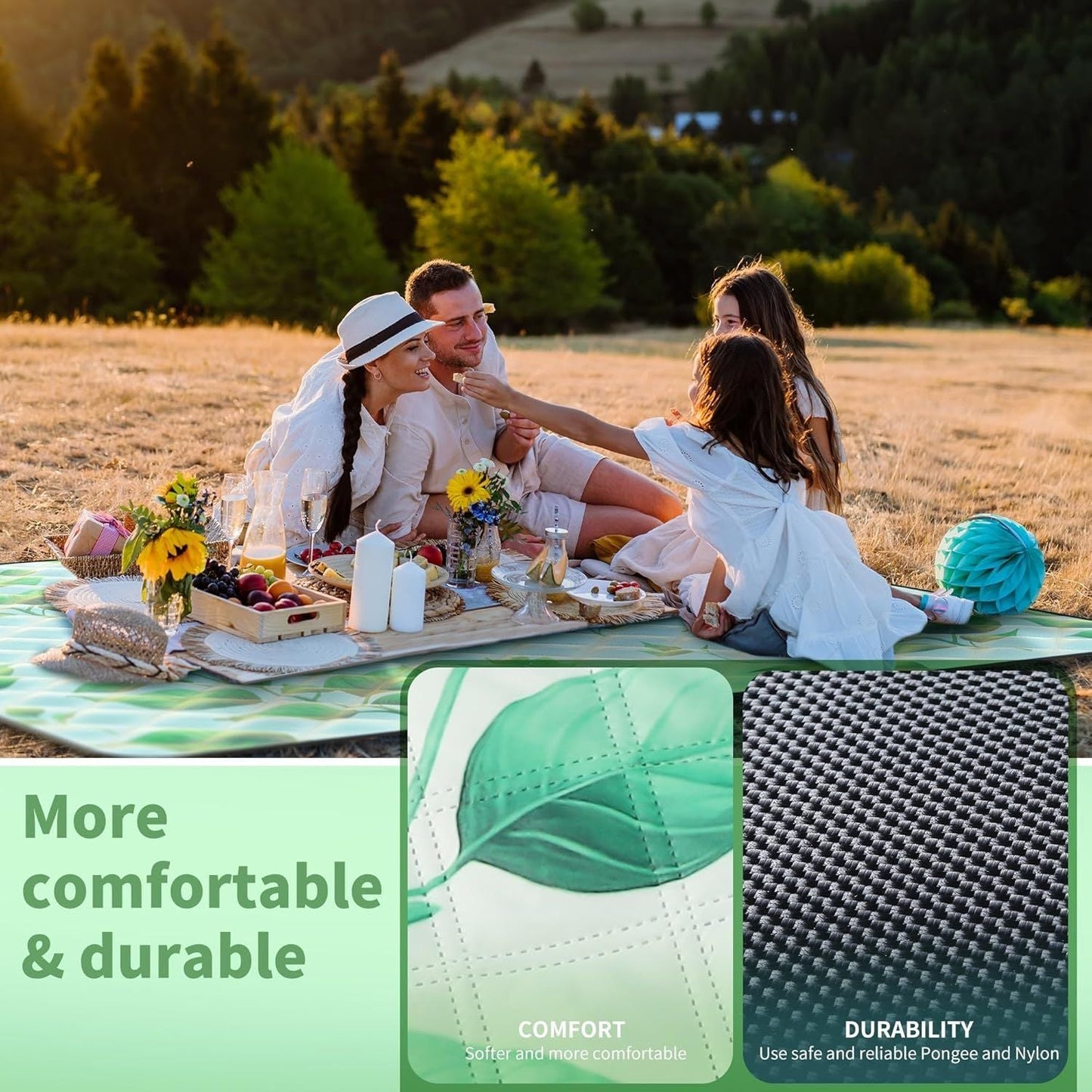 (2025 Upgrade) Extra Large Waterproof Picnic Blankets | Foldable Sandproof Beach Blanket N Outdoor Blanket | 5-Layer Machine Washable Soft Picnic Mat for Camping, Grass, Park N Stadium - Renee Lane Company