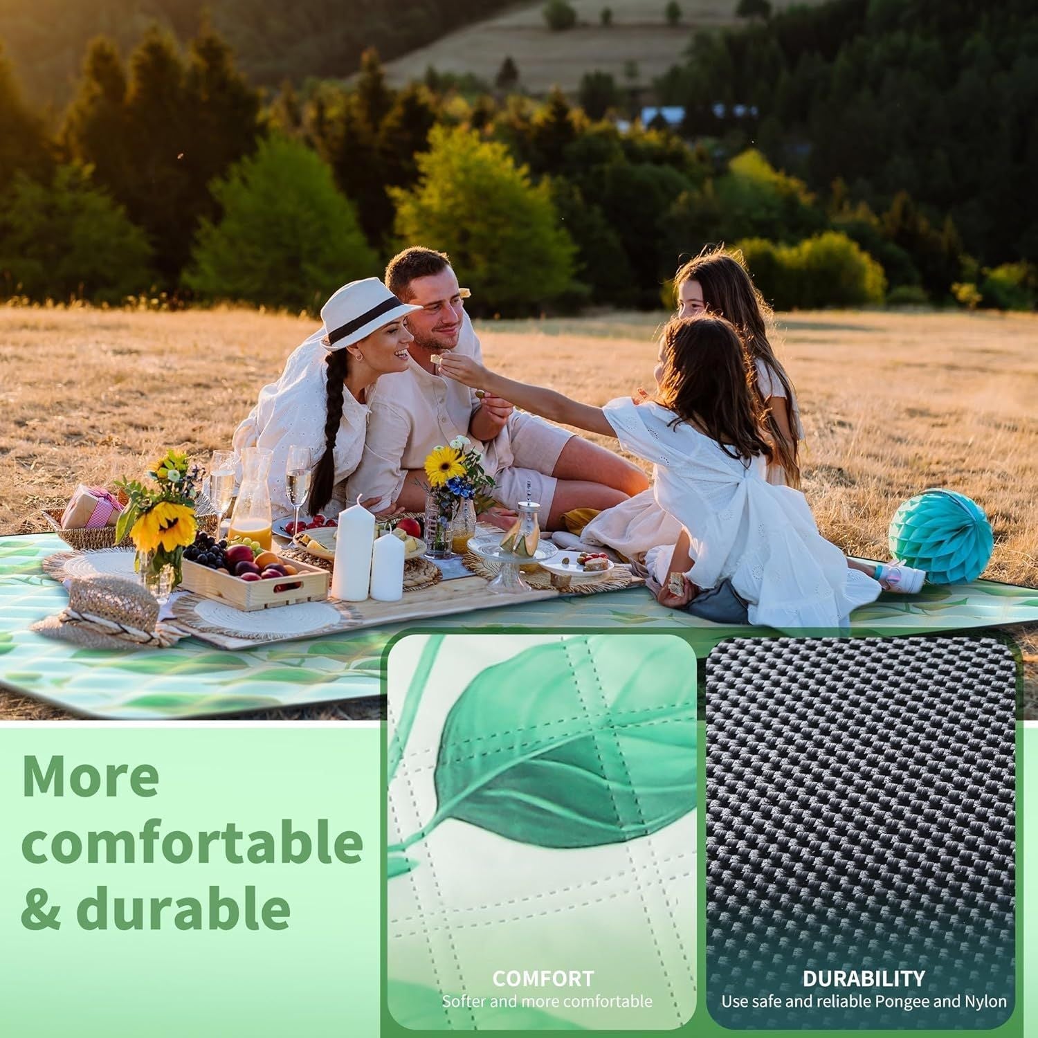 (2025 Upgrade) Extra Large Waterproof Picnic Blankets | Foldable Sandproof Beach Blanket N Outdoor Blanket | 5-Layer Machine Washable Soft Picnic Mat for Camping, Grass, Park N Stadium - Renee Lane Company