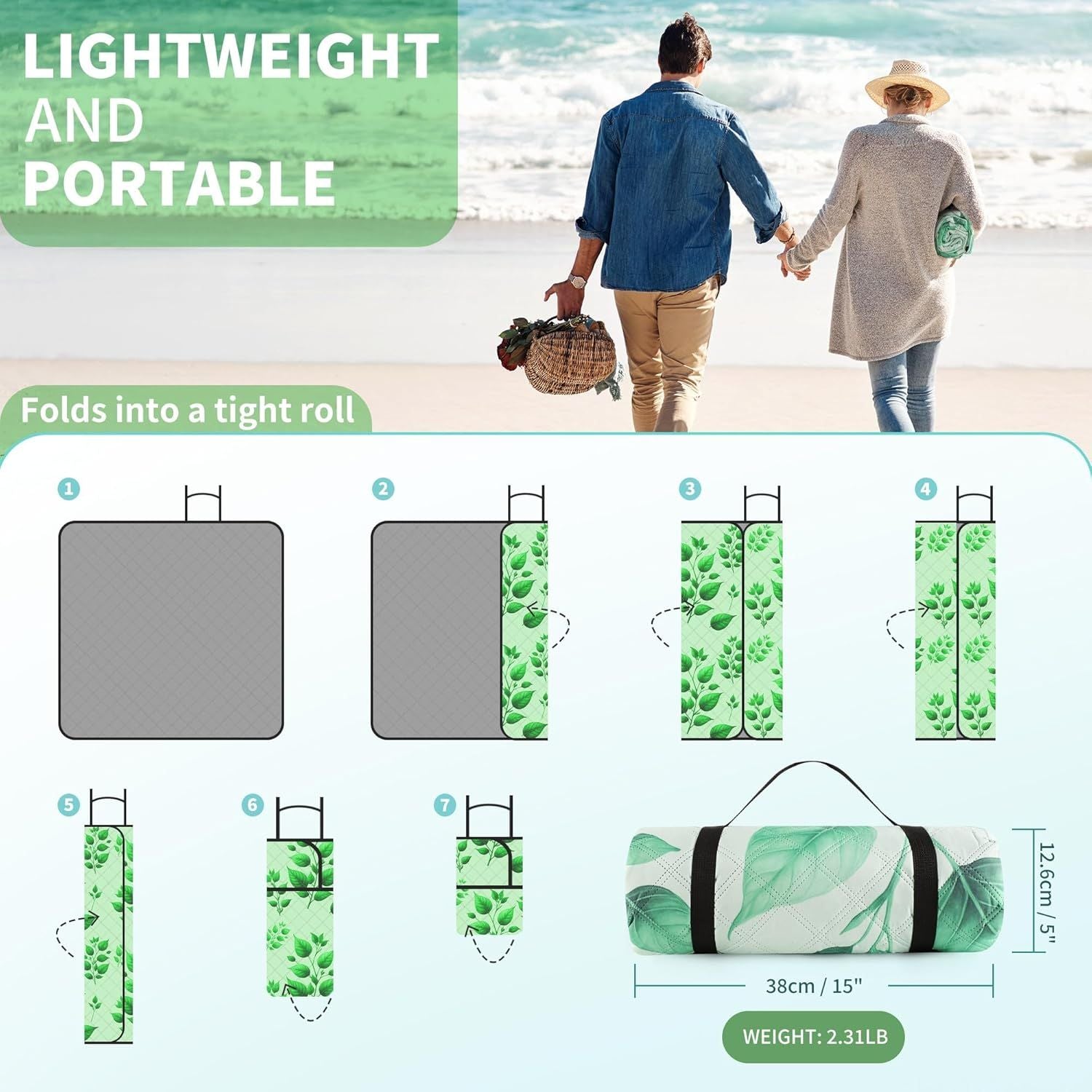 (2025 Upgrade) Extra Large Waterproof Picnic Blankets | Foldable Sandproof Beach Blanket N Outdoor Blanket | 5-Layer Machine Washable Soft Picnic Mat for Camping, Grass, Park N Stadium - Renee Lane Company