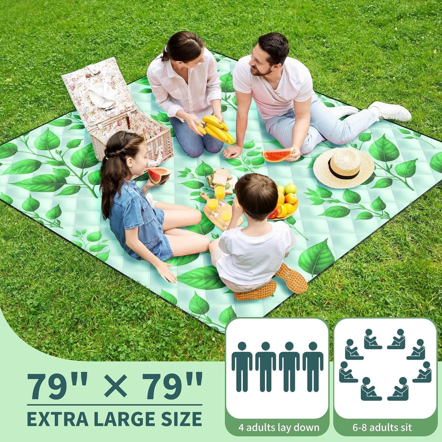 (2025 Upgrade) Extra Large Waterproof Picnic Blankets | Foldable Sandproof Beach Blanket N Outdoor Blanket | 5-Layer Machine Washable Soft Picnic Mat for Camping, Grass, Park N Stadium - Renee Lane Company