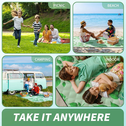 (2025 Upgrade) Extra Large Waterproof Picnic Blankets | Foldable Sandproof Beach Blanket N Outdoor Blanket | 5-Layer Machine Washable Soft Picnic Mat for Camping, Grass, Park N Stadium - Renee Lane Company