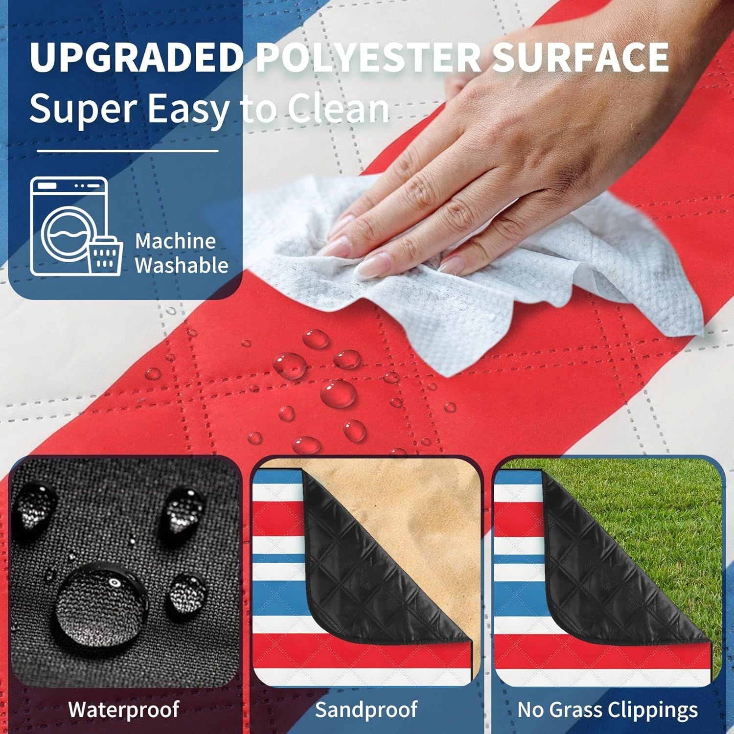 (2025 Upgrade) Extra Large Waterproof Picnic Blankets | Foldable Sandproof Beach Blanket N Outdoor Blanket | 5-Layer Machine Washable Soft Picnic Mat for Camping, Grass, Park N Stadium - Renee Lane Company