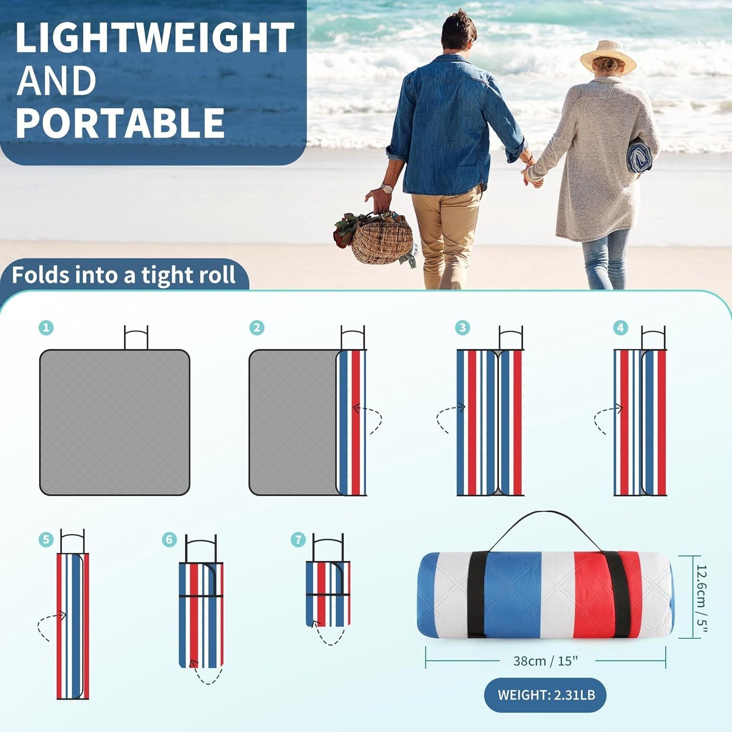 (2025 Upgrade) Extra Large Waterproof Picnic Blankets | Foldable Sandproof Beach Blanket N Outdoor Blanket | 5-Layer Machine Washable Soft Picnic Mat for Camping, Grass, Park N Stadium - Renee Lane Company
