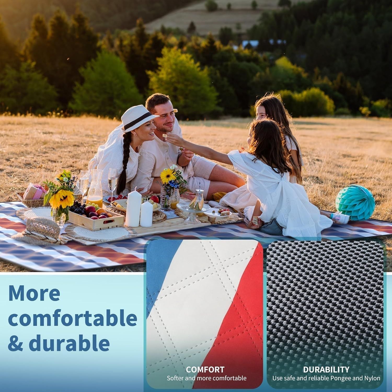 (2025 Upgrade) Extra Large Waterproof Picnic Blankets | Foldable Sandproof Beach Blanket N Outdoor Blanket | 5-Layer Machine Washable Soft Picnic Mat for Camping, Grass, Park N Stadium - Renee Lane Company