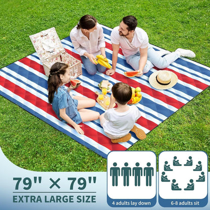 (2025 Upgrade) Extra Large Waterproof Picnic Blankets | Foldable Sandproof Beach Blanket N Outdoor Blanket | 5-Layer Machine Washable Soft Picnic Mat for Camping, Grass, Park N Stadium - Renee Lane Company