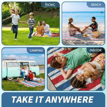 (2025 Upgrade) Extra Large Waterproof Picnic Blankets | Foldable Sandproof Beach Blanket N Outdoor Blanket | 5-Layer Machine Washable Soft Picnic Mat for Camping, Grass, Park N Stadium - Renee Lane Company