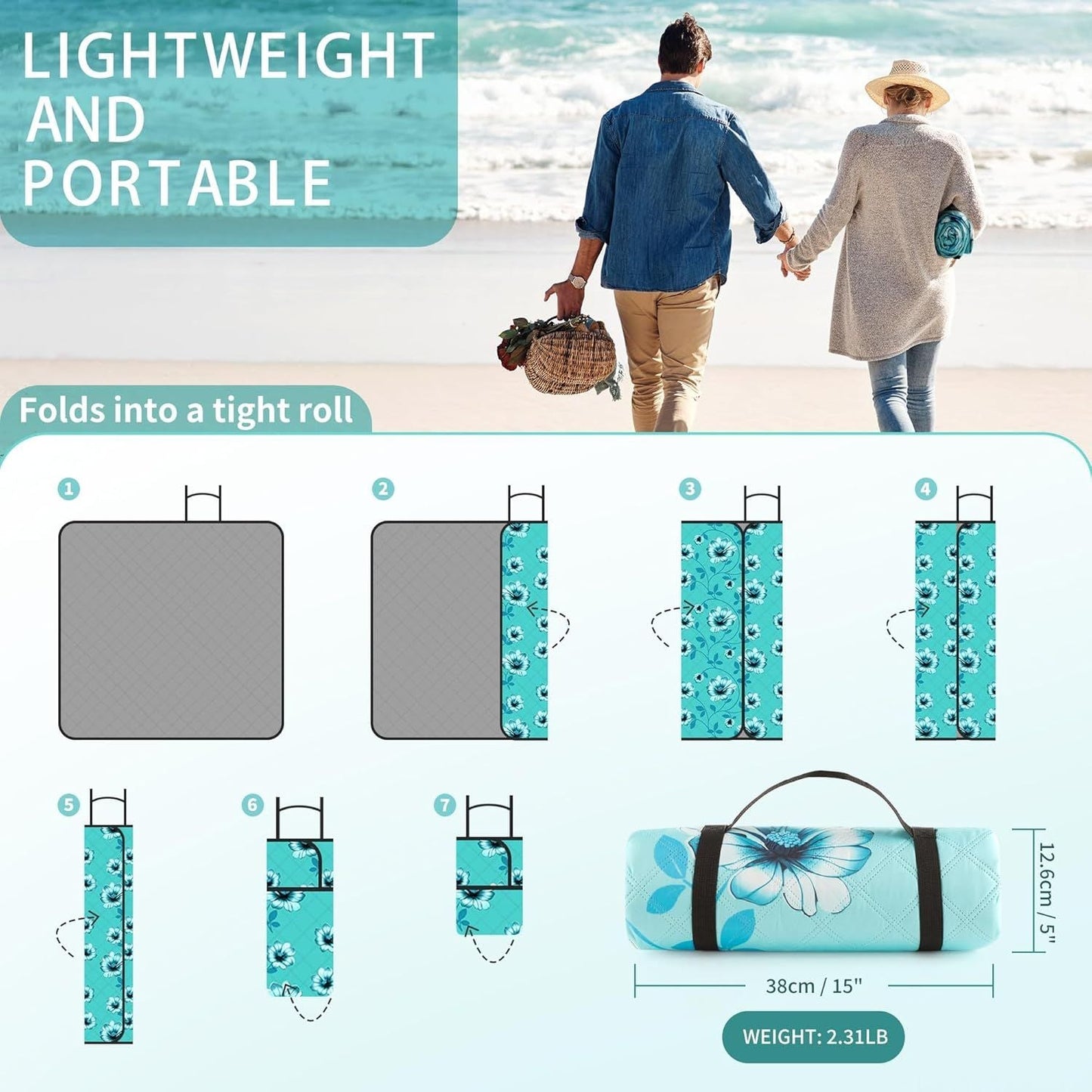 (2025 Upgrade) Extra Large Waterproof Picnic Blankets | Foldable Sandproof Beach Blanket N Outdoor Blanket | 5-Layer Machine Washable Soft Picnic Mat for Camping, Grass, Park N Stadium - Renee Lane Company