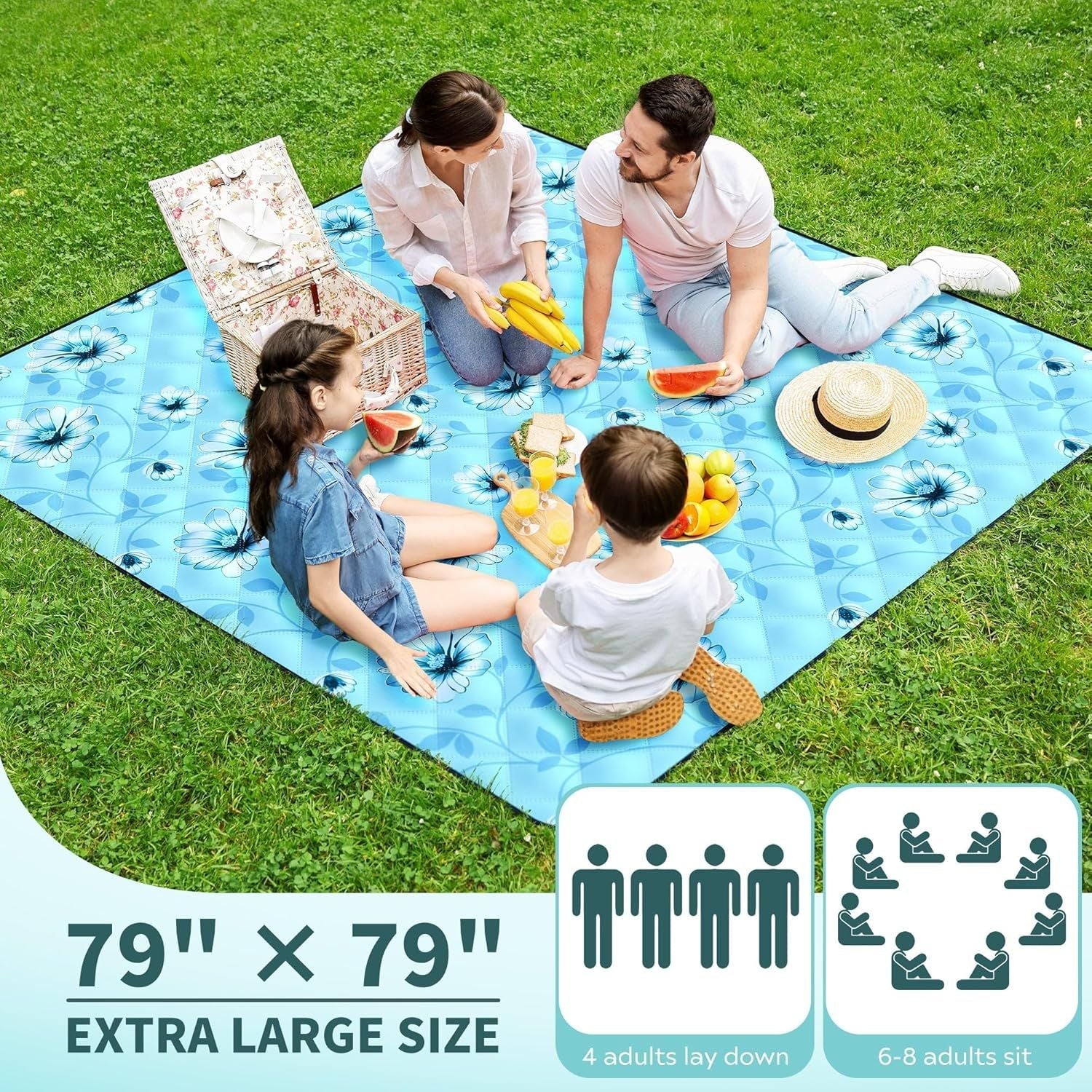 (2025 Upgrade) Extra Large Waterproof Picnic Blankets | Foldable Sandproof Beach Blanket N Outdoor Blanket | 5-Layer Machine Washable Soft Picnic Mat for Camping, Grass, Park N Stadium - Renee Lane Company
