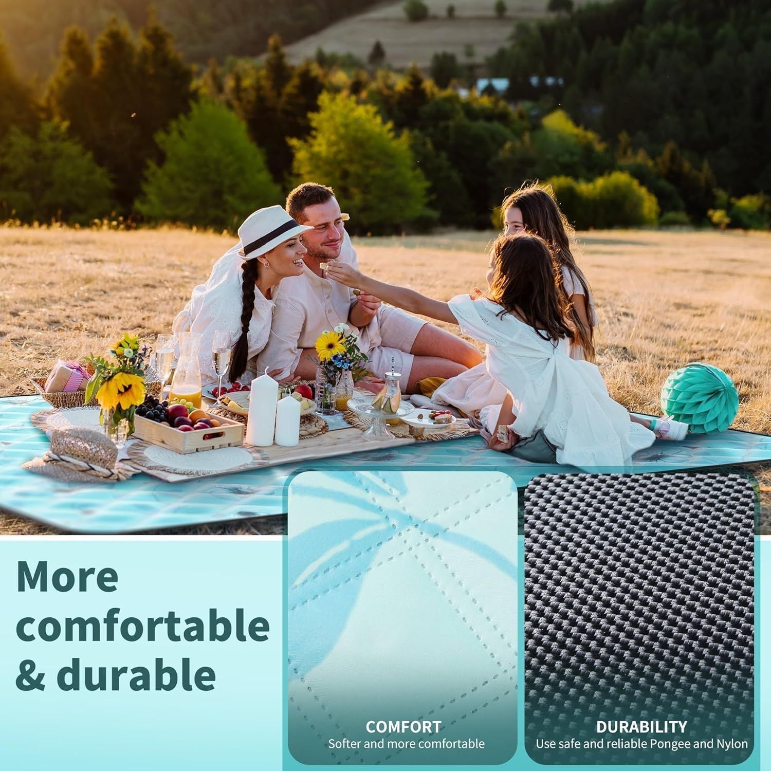 (2025 Upgrade) Extra Large Waterproof Picnic Blankets | Foldable Sandproof Beach Blanket N Outdoor Blanket | 5-Layer Machine Washable Soft Picnic Mat for Camping, Grass, Park N Stadium - Renee Lane Company