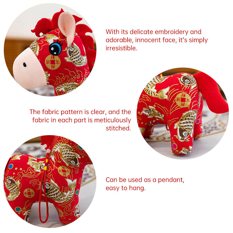 2026 Year of the Horse Plush Doll, 15/20cm Soft Stuffed Animal, Holiday Mascot for Family Home Decoration & New Year Supplies - Renee Lane Company