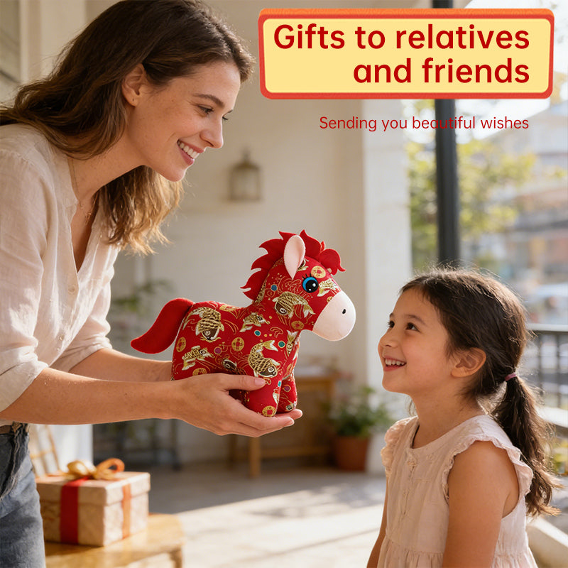 2026 Year of the Horse Plush Doll, 15/20cm Soft Stuffed Animal, Holiday Mascot for Family Home Decoration & New Year Supplies - Renee Lane Company