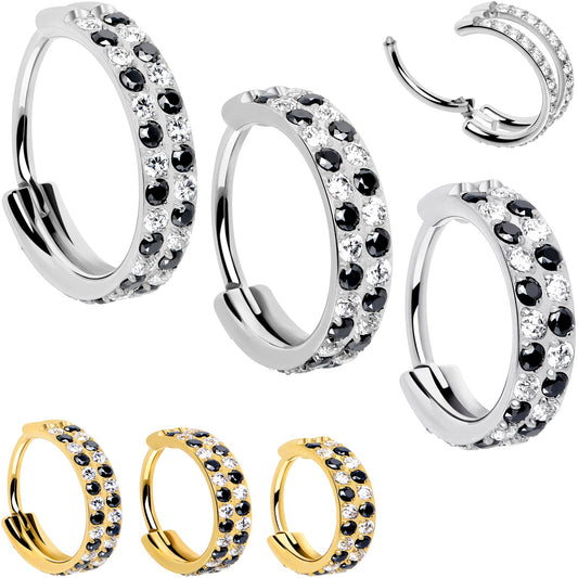 20G CZ Double Row Checkerboard Implant Grade Titanium Nose Hoop - Renee Lane Company