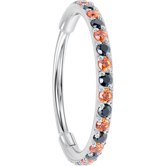 20G Micro Gem Titanium Hinged Nose Hoop - Black Orange Nose Ring - Renee Lane Company