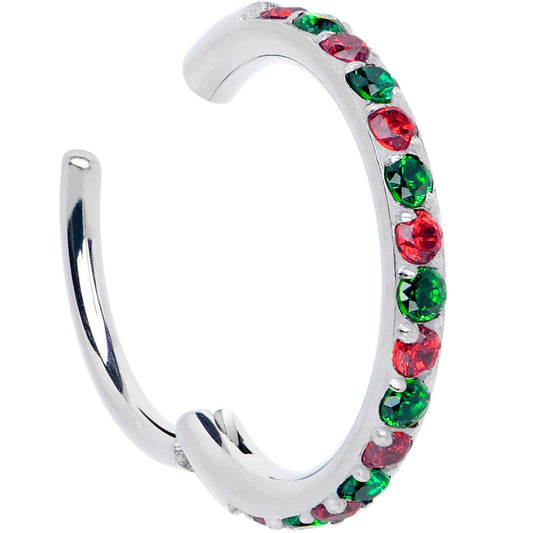 20G Micro Gem Titanium Hinged Nose Hoop - Christmas Nose Ring - Renee Lane Company