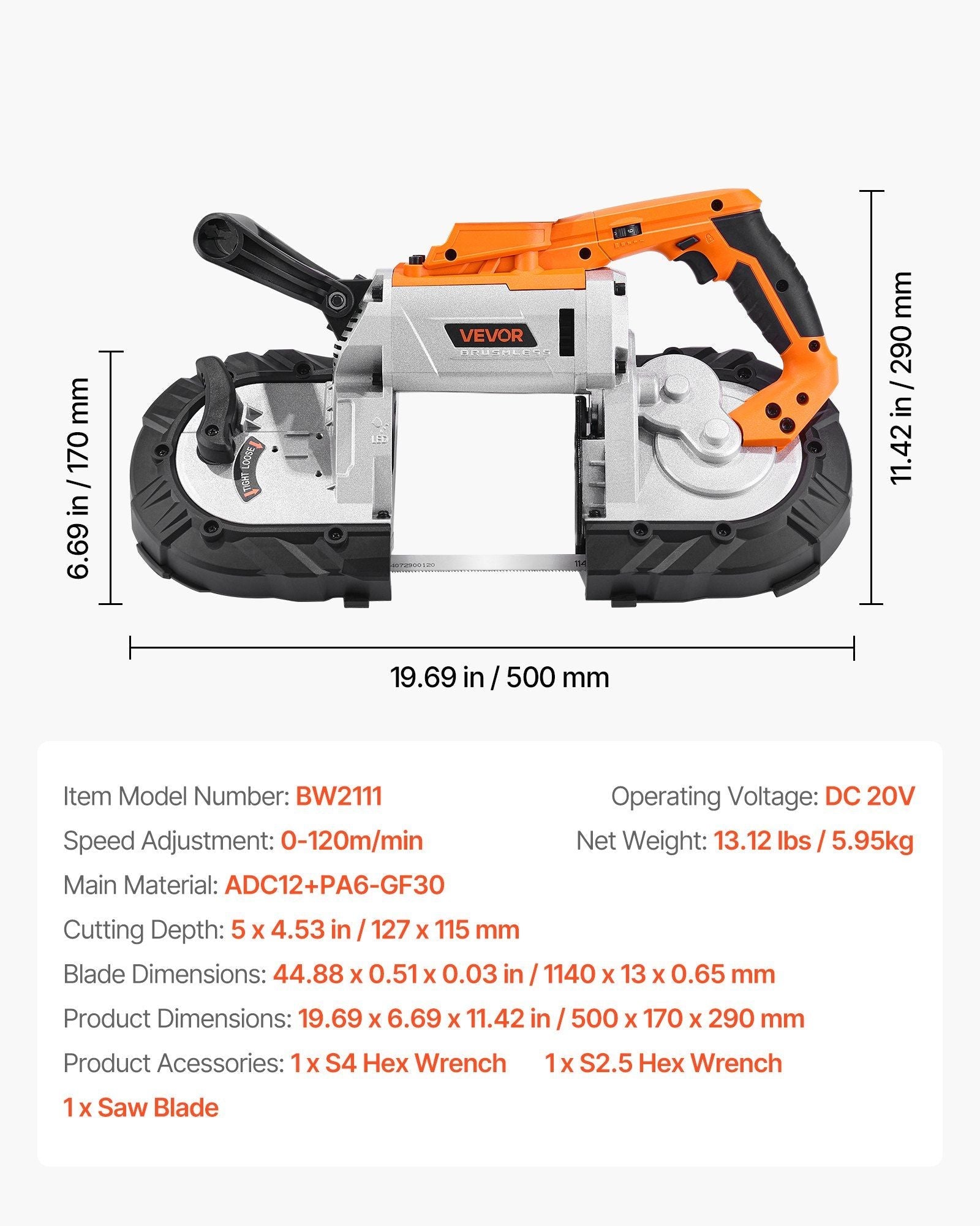 20V Portable Cordless Band Saw 5 Inches Deep Cut Variable Speed (Bare Tool) - Renee Lane Company