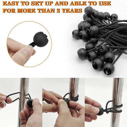 20pcs 6 Inch Bungee Cords, Bungee Balls, Bungee Cords With Balls, Elastic String Ties For Camping, Tents, Tarp, Canopy Shelter, Wall Pipe, Holding Wire And UV Resistant - Renee Lane Company