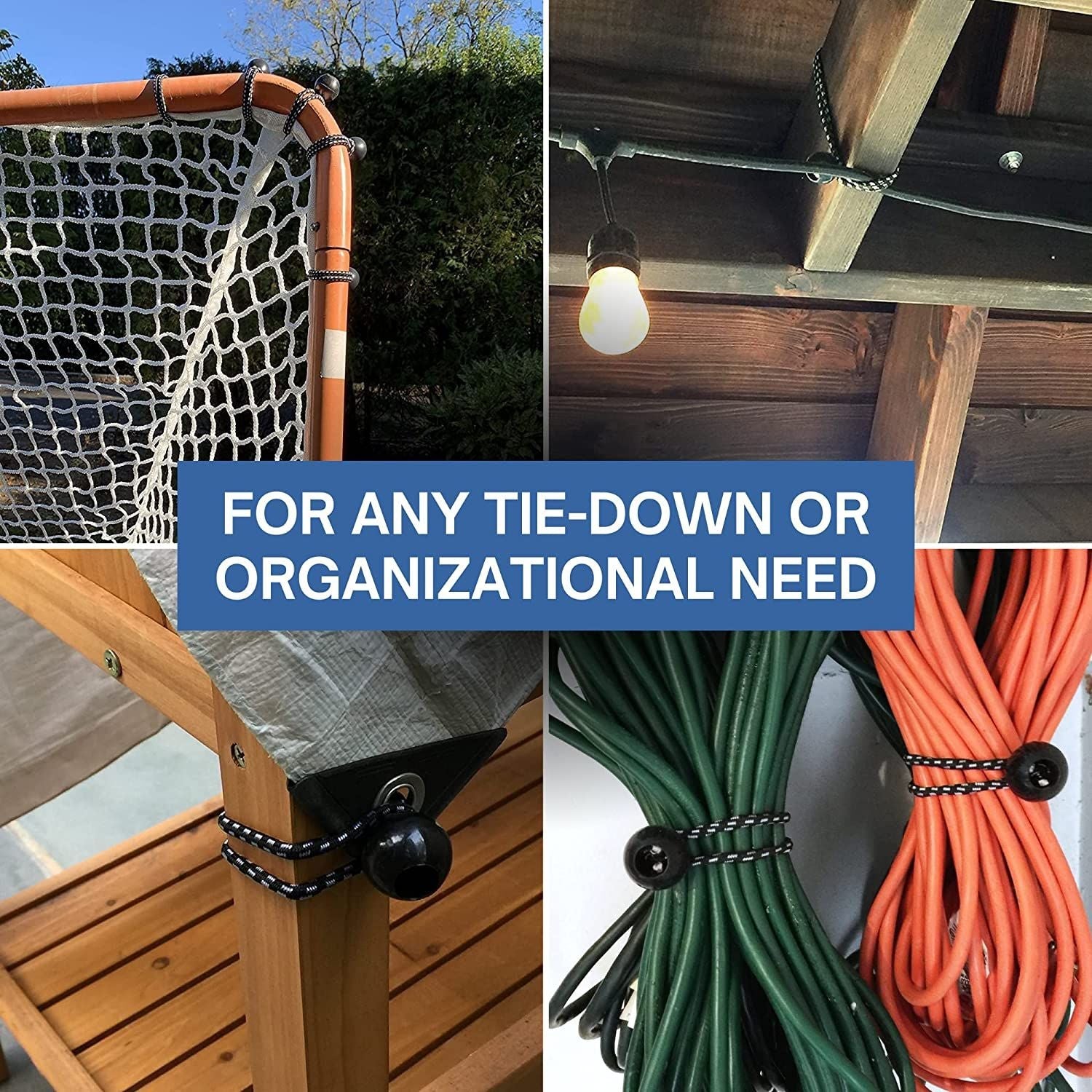 20pcs 6 Inch Bungee Cords, Bungee Balls, Bungee Cords With Balls, Elastic String Ties For Camping, Tents, Tarp, Canopy Shelter, Wall Pipe, Holding Wire And UV Resistant - Renee Lane Company