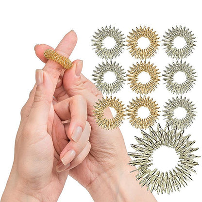 20pcs Spiky Sensory Finger Massage Ring Relax Finger Massager Decompression Multicolor Relieve Stress Spring Massage Rings - Renee Lane Company