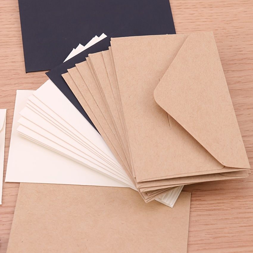 20pcs White & Black Kraft Mini Paper Window Envelopes - Perfect for Weddings & Invitations - Renee Lane Company