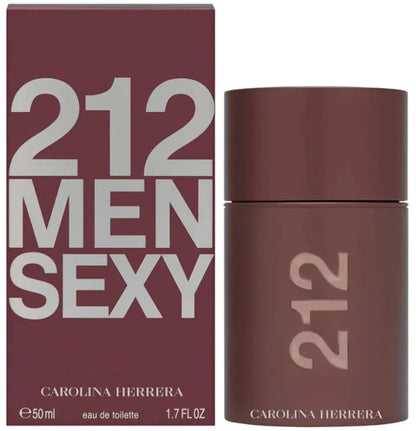 Men's EDT spray bottle in dark bronze with 212 logo and matching box