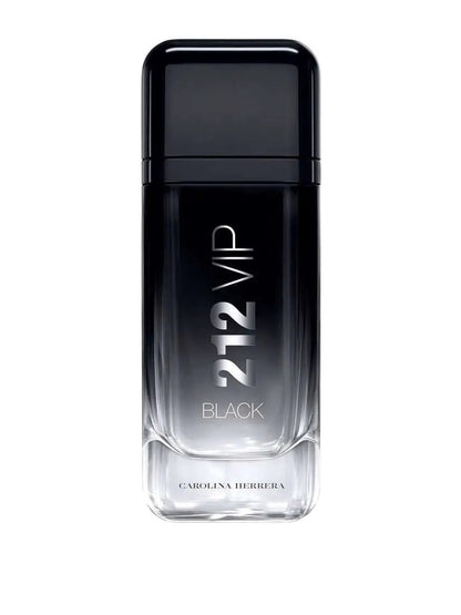 Men's Eau de Parfum bottle, black and clear glass with silver cap