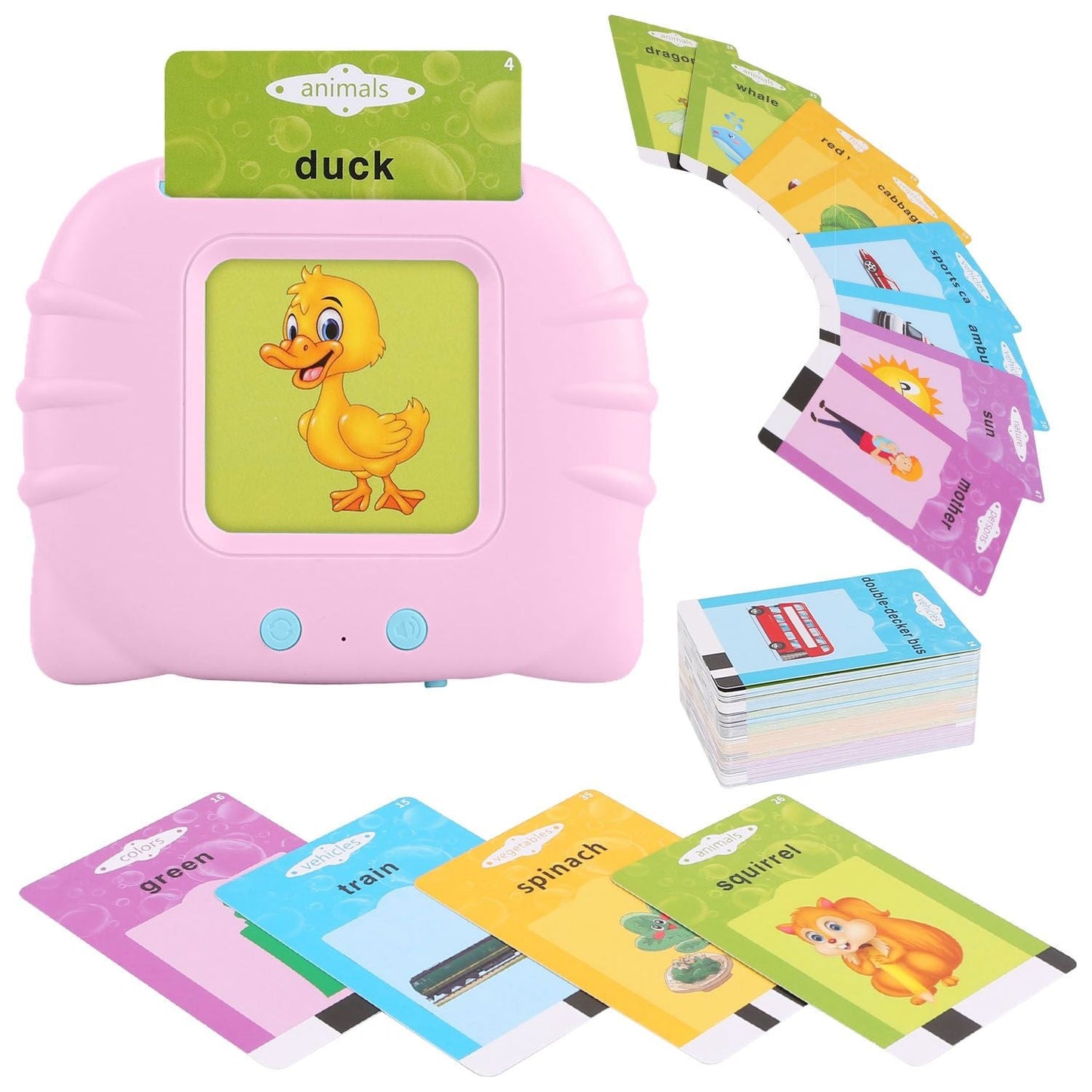 224 Words Kid Flash Talking Cards 112 Card Electronic Cognitive Audio Toddler Reading Machine Animal Shape Color Repeated Learning Cards English For Child - Renee Lane Company