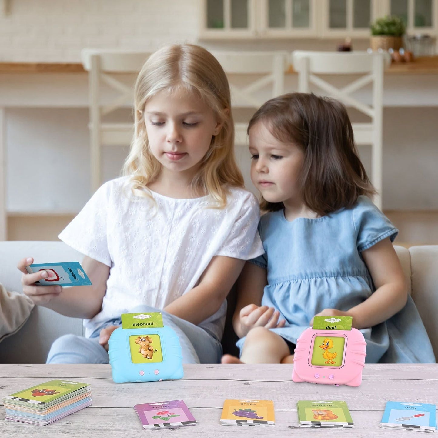 224 Words Kid Flash Talking Cards 112 Card Electronic Cognitive Audio Toddler Reading Machine Animal Shape Color Repeated Learning Cards English For Child - Renee Lane Company