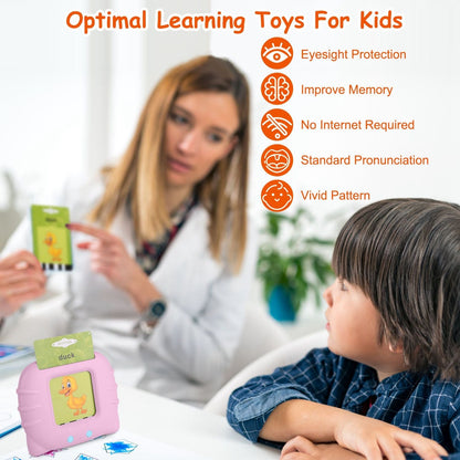 224 Words Kid Flash Talking Cards 112 Card Electronic Cognitive Audio Toddler Reading Machine Animal Shape Color Repeated Learning Cards English For Child - Renee Lane Company