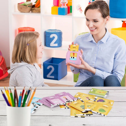 224 Words Kid Flash Talking Cards 112 Card Electronic Cognitive Audio Toddler Reading Machine Animal Shape Color Repeated Learning Cards English For Child - Renee Lane Company