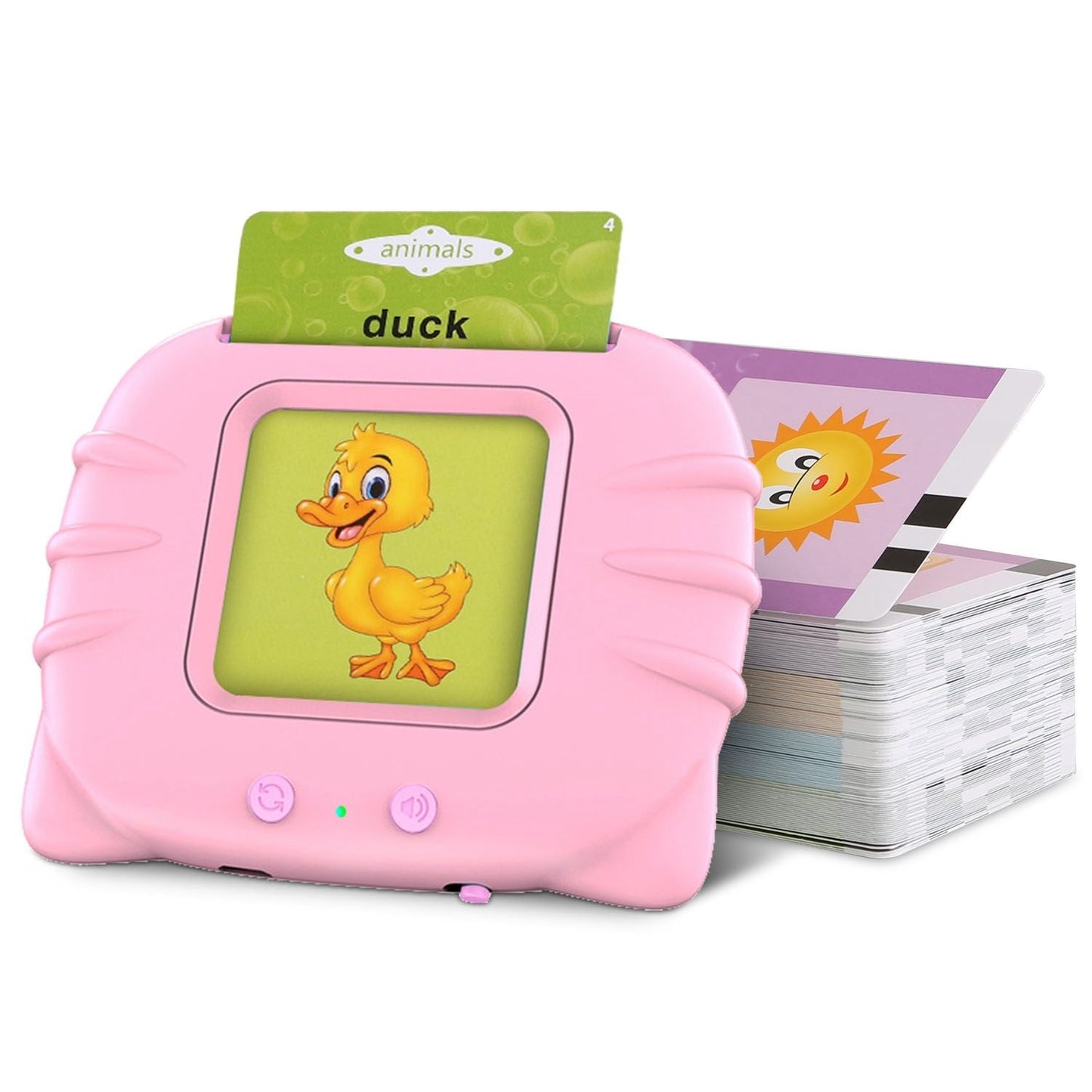 224 Words Kid Flash Talking Cards 112 Card Electronic Cognitive Audio Toddler Reading Machine Animal Shape Color Repeated Learning Cards English For Child - Renee Lane Company