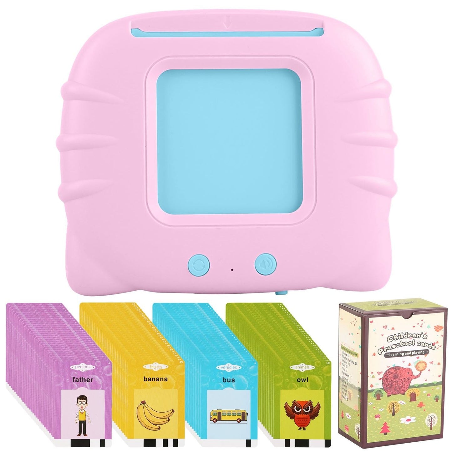 224 Words Kid Flash Talking Cards 112 Card Electronic Cognitive Audio Toddler Reading Machine Animal Shape Color Repeated Learning Cards English For Child - Renee Lane Company