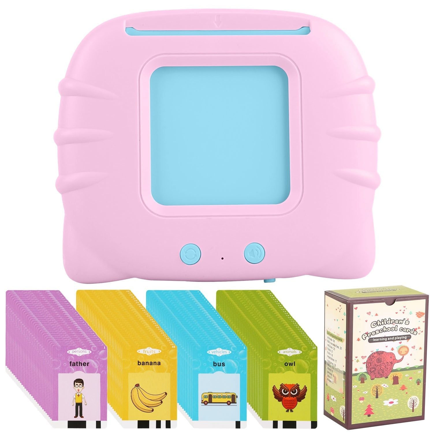 224 Words Kid Flash Talking Cards 112 Card Electronic Cognitive Audio Toddler Reading Machine Animal Shape Color Repeated Learning Cards English For Child - Renee Lane Company