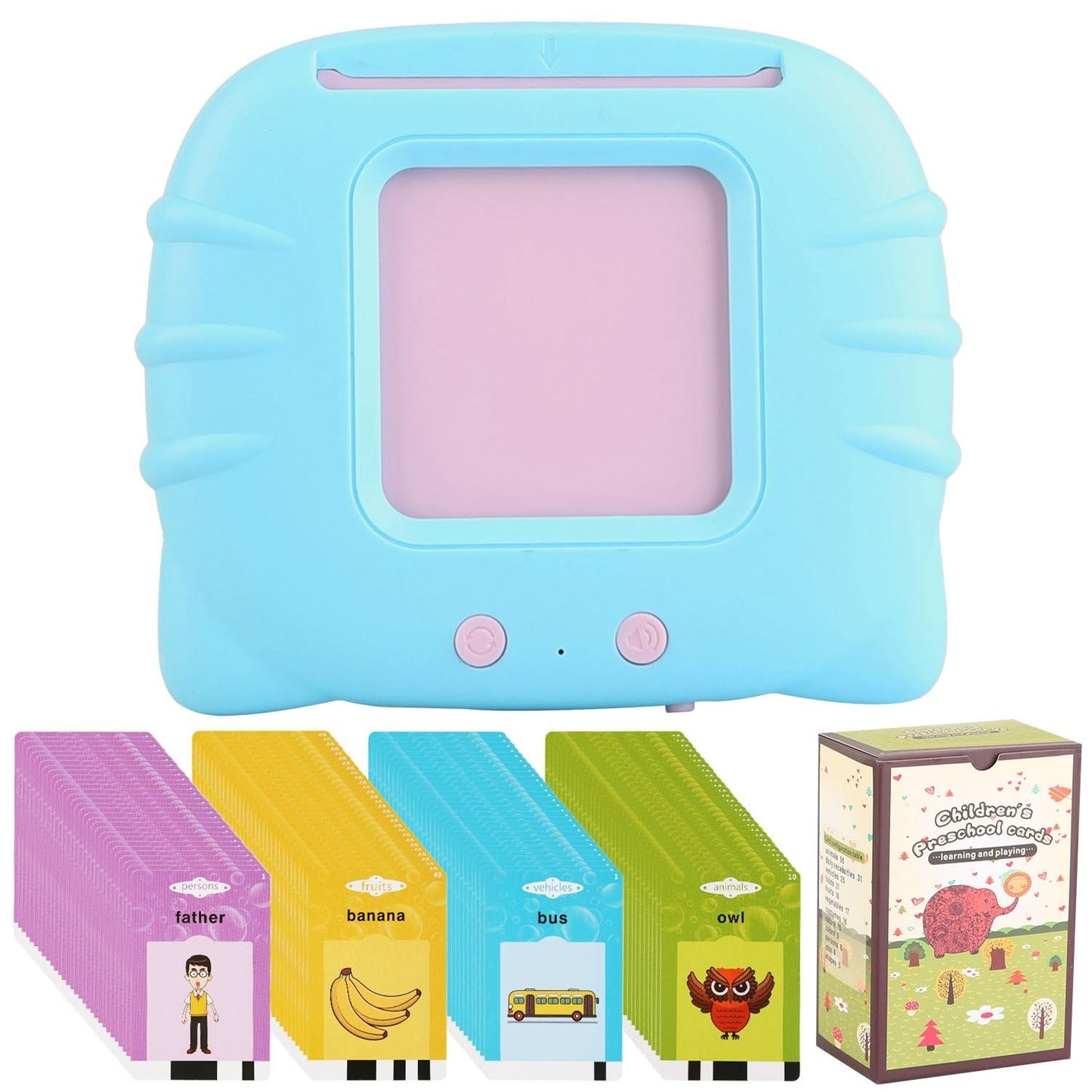 224 Words Kid Flash Talking Cards 112 Card Electronic Cognitive Audio Toddler Reading Machine Animal Shape Color Repeated Learning Cards English For Child - Renee Lane Company