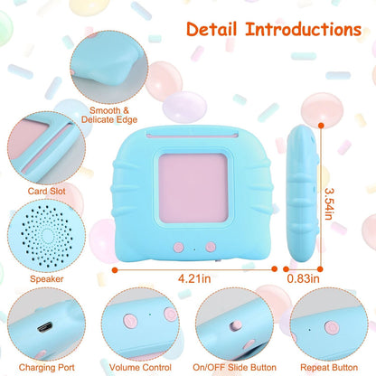 224 Words Kid Flash Talking Cards 112 Card Electronic Cognitive Audio Toddler Reading Machine Animal Shape Color Repeated Learning Cards English For Child - Renee Lane Company