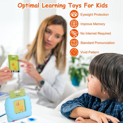 224 Words Kid Flash Talking Cards 112 Card Electronic Cognitive Audio Toddler Reading Machine Animal Shape Color Repeated Learning Cards English For Child - Renee Lane Company