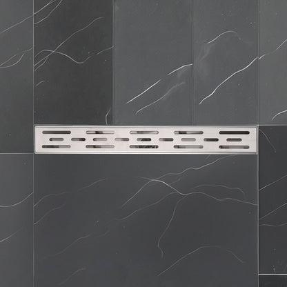24 Inches Linear Shower Drain, Square Shower Floor Drain with Removable Cover Grid Grate and Hair Strainer Brushed 304 Stainless Steel - Renee Lane Company