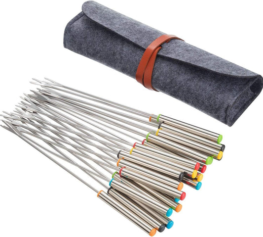 24 Pcs 9.5 Inch Stainless Steel Fondue Forks with Heat Resistant Handle Fondue Sticks for Cheese Pot Chocolate Roast Marshmallows Meat - Renee Lane Company
