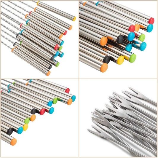 24 Pcs 9.5 Inch Stainless Steel Fondue Forks with Heat Resistant Handle Fondue Sticks for Cheese Pot Chocolate Roast Marshmallows Meat - Renee Lane Company