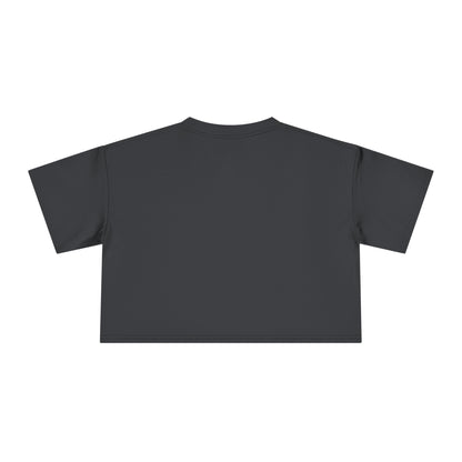 Crop top graphic tee, dark charcoal solid back