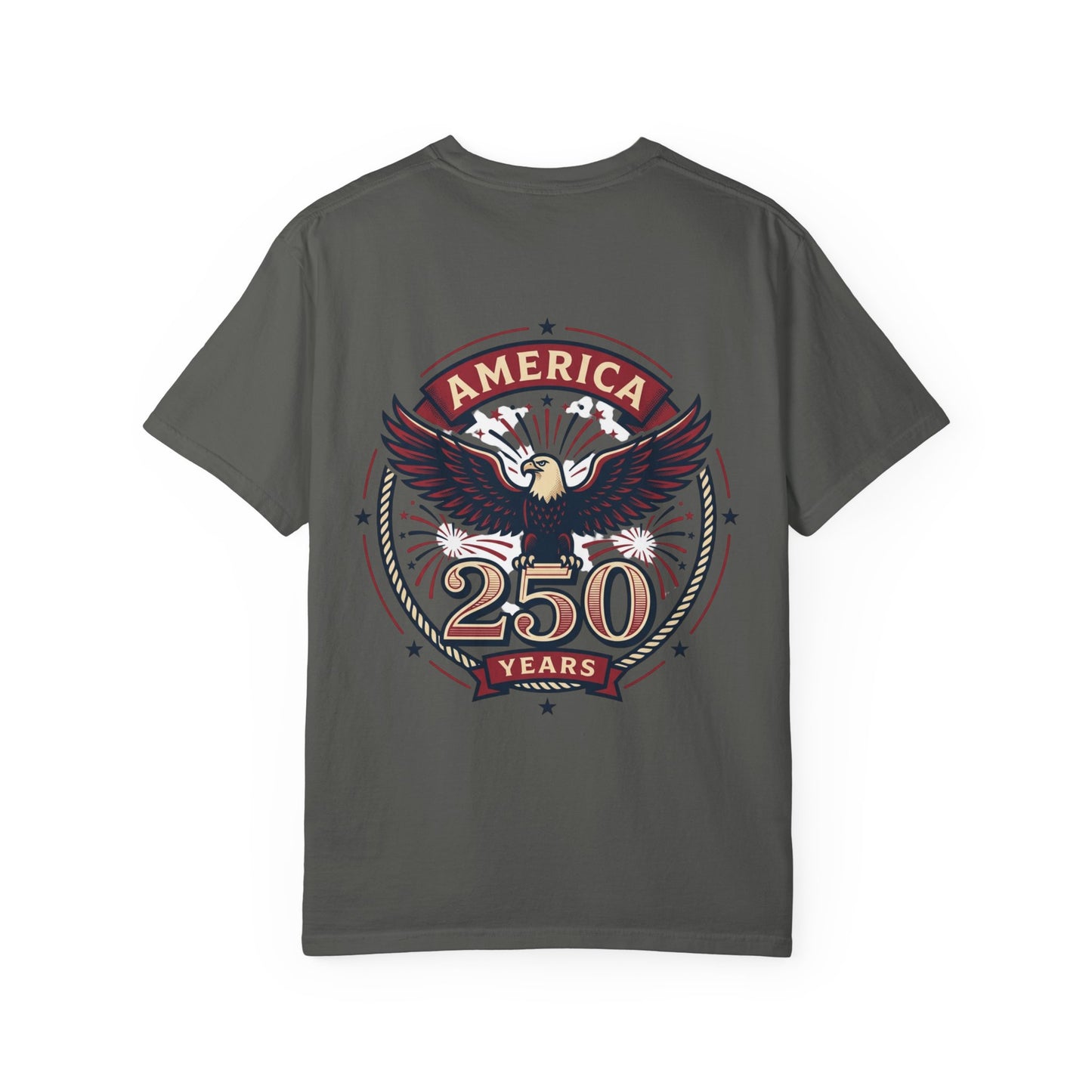 Charcoal T-shirt with back eagle '250 Years' crest graphic