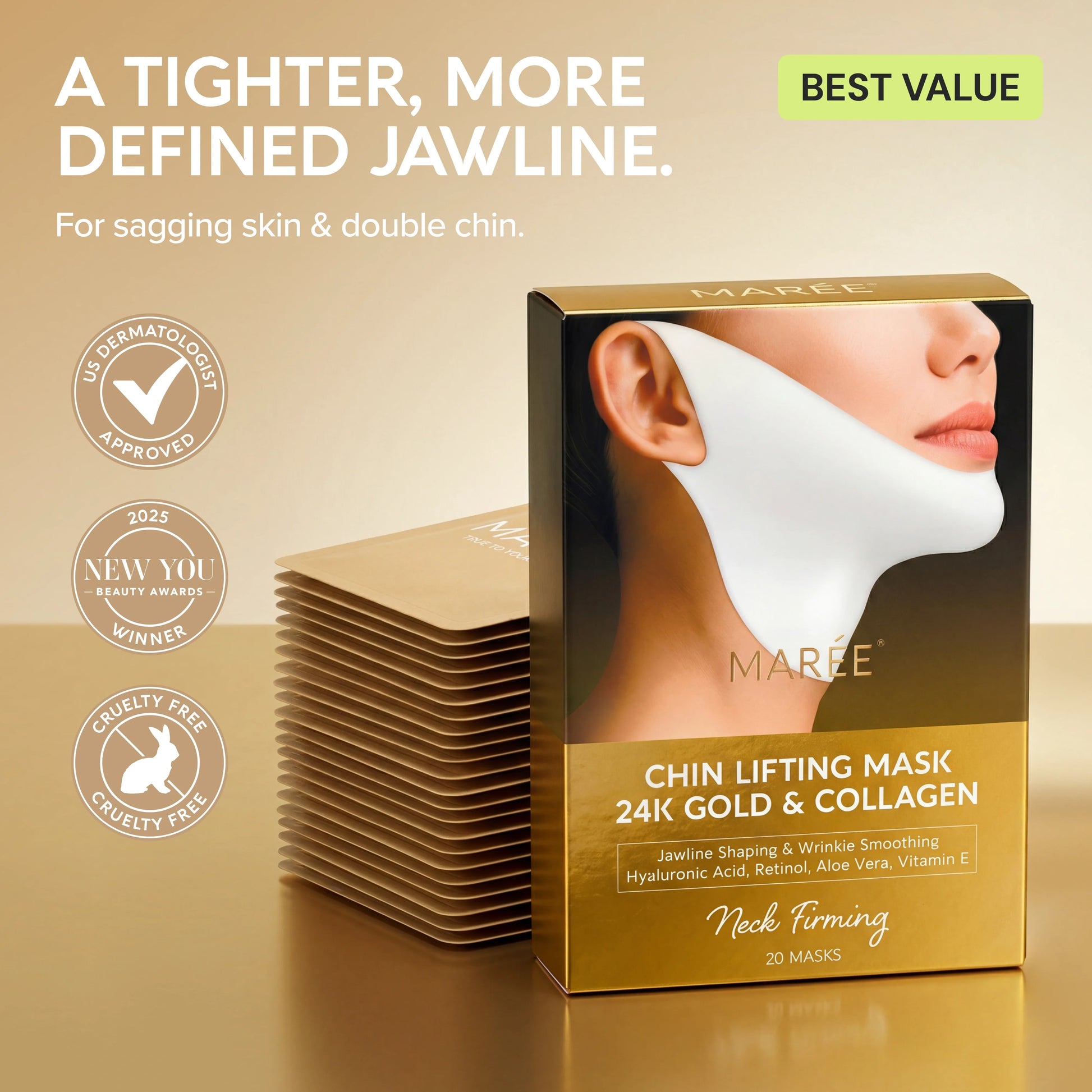 24K Gold V-Line Lifting Mask 20 PCS - Renee Lane Company