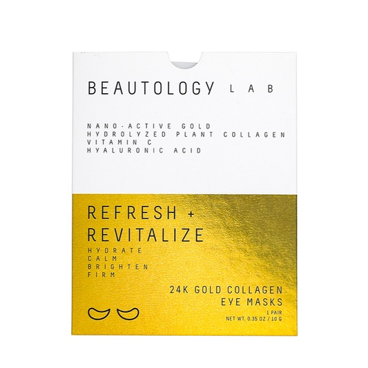 24K gold collagen eye mask packet, white and gold Refresh + Revitalize