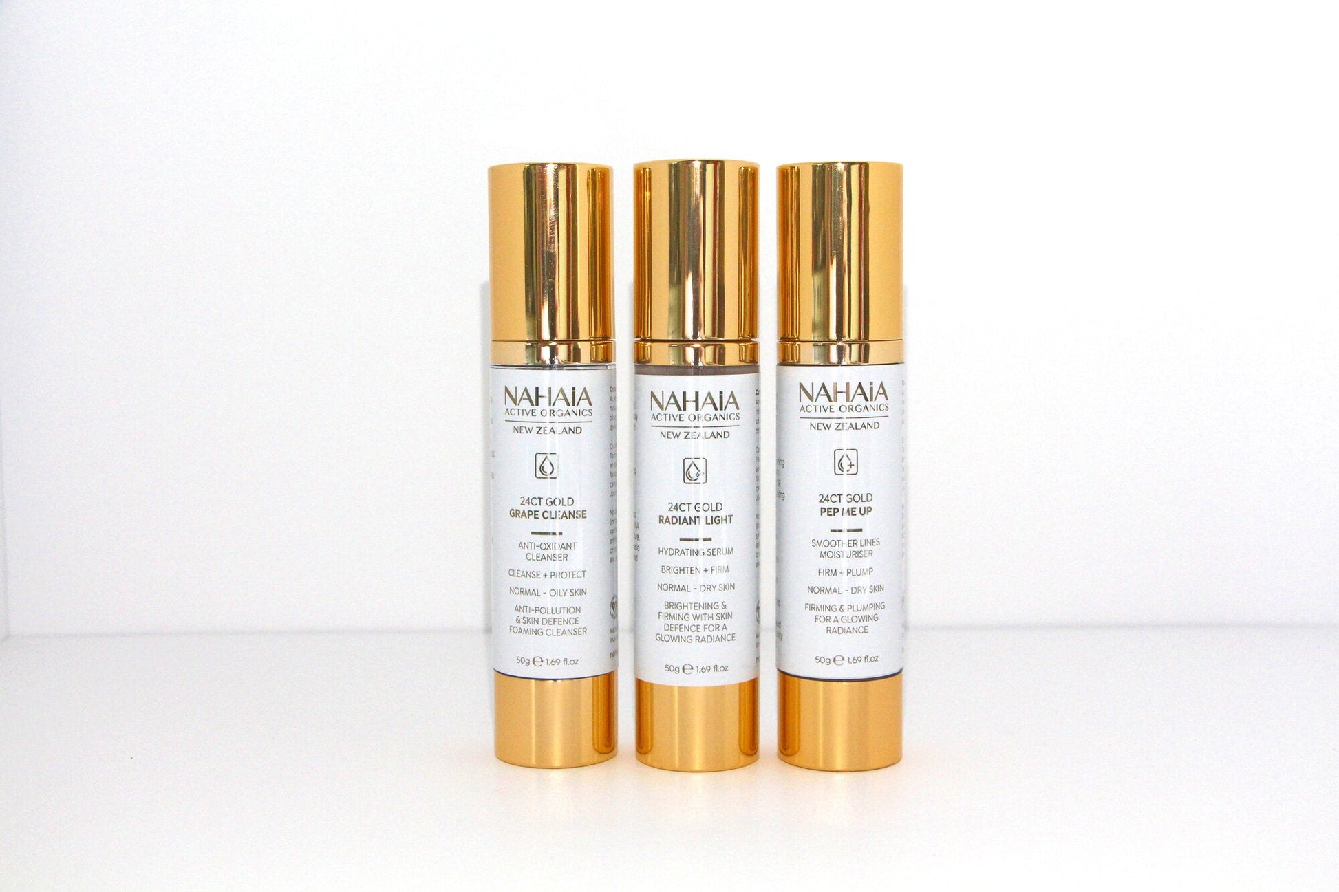 24KT Gold 3 PACK - Bundle 2 Grape Cleanse, Radiant Light, Pep me Up - Renee Lane Company