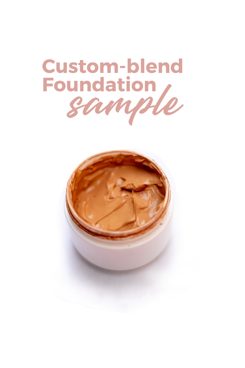 Foundation sample jar with tan cream texture