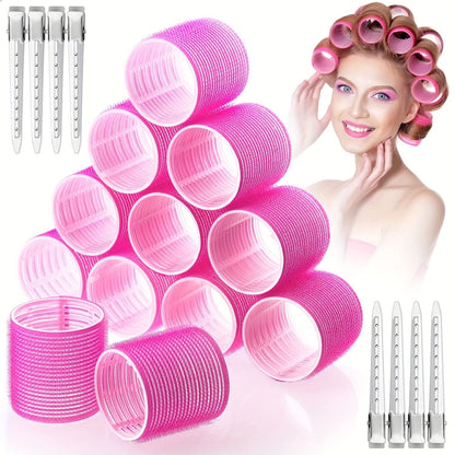 24pcs Jumbo Hair Curlers with Self-Grip Clips for Long, Medium, Short, Thick, and Thin Hair - Perfect for Bangs, Volume, and DIY Hair Dressing - Renee Lane Company
