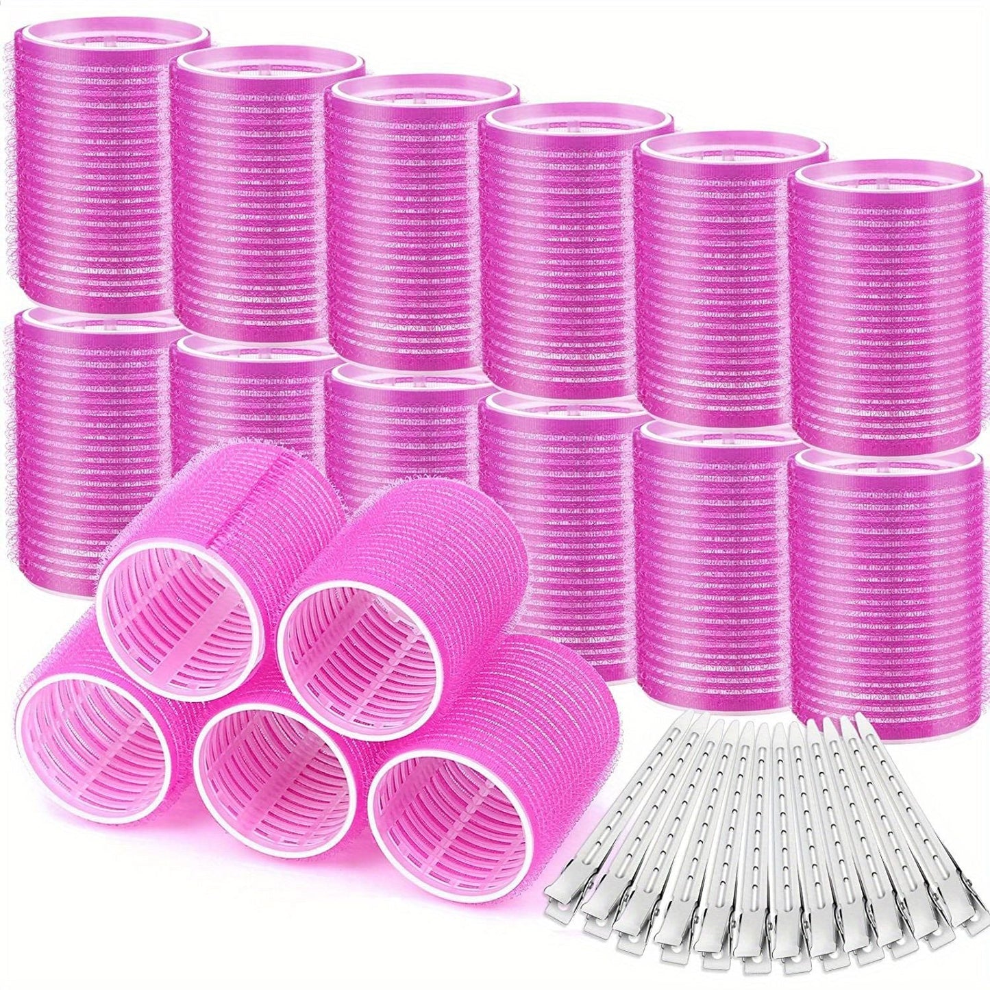 24pcs Jumbo Hair Curlers with Self-Grip Clips for Long, Medium, Short, Thick, and Thin Hair - Perfect for Bangs, Volume, and DIY Hair Dressing - Renee Lane Company