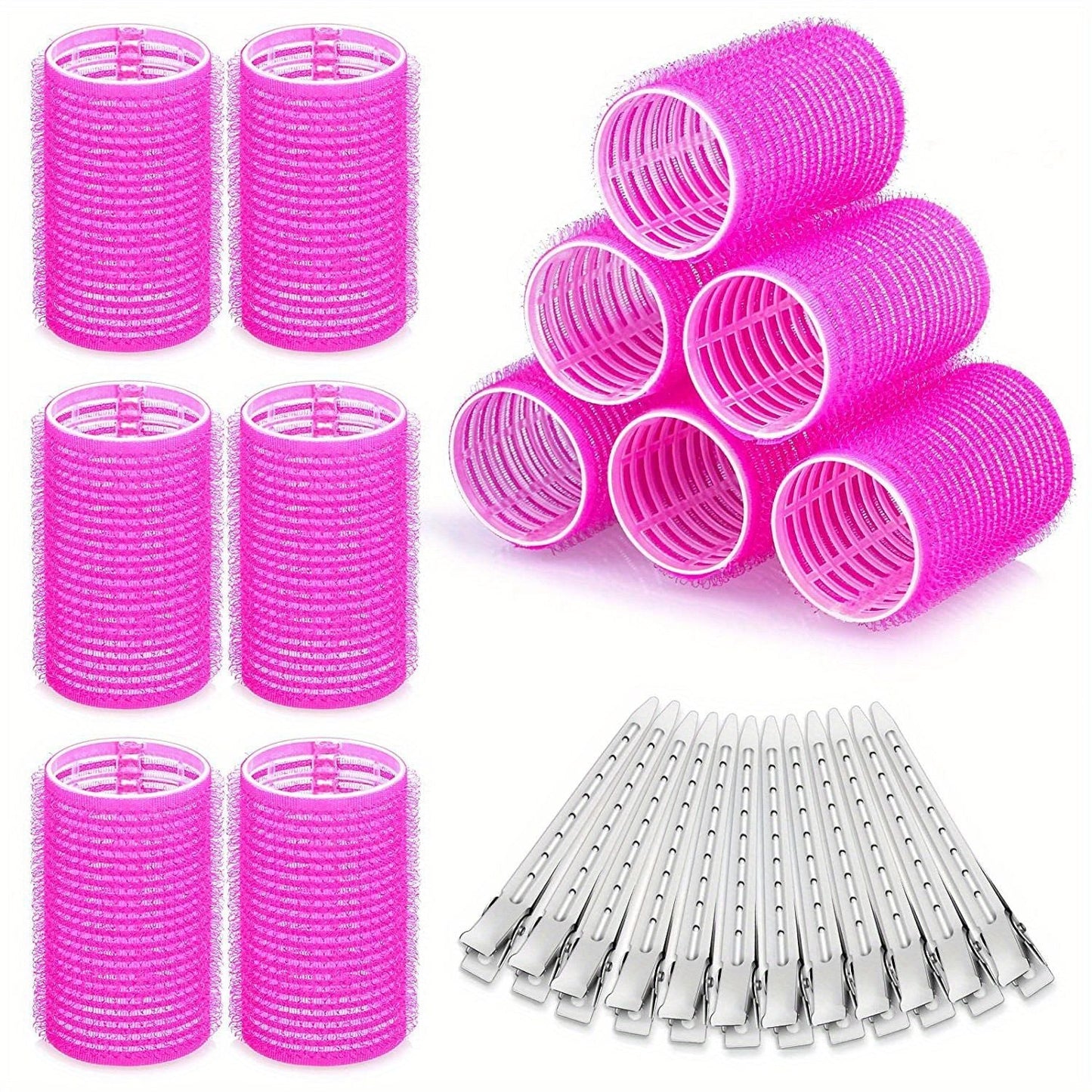 24pcs Jumbo Hair Curlers with Self-Grip Clips for Long, Medium, Short, Thick, and Thin Hair - Perfect for Bangs, Volume, and DIY Hair Dressing - Renee Lane Company