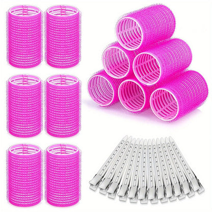 24pcs Jumbo Hair Curlers with Self-Grip Clips for Long, Medium, Short, Thick, and Thin Hair - Perfect for Bangs, Volume, and DIY Hair Dressing - Renee Lane Company